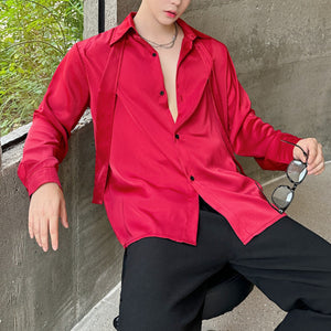 Satin-finish Tie-embellished Shoulder Shirt