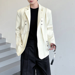 Loose Pleated Suit Collar Casual Blazer