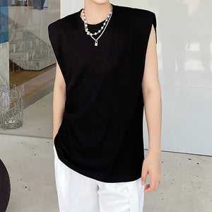 Shoulder Pads Sleeveless T-shirt