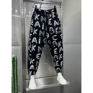 Letter Print Loose Harem Pants