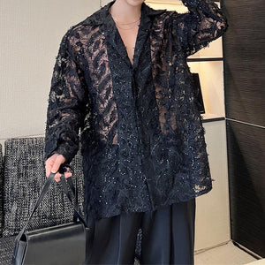 Thin Cutout Sequin Long Sleeve Shirt