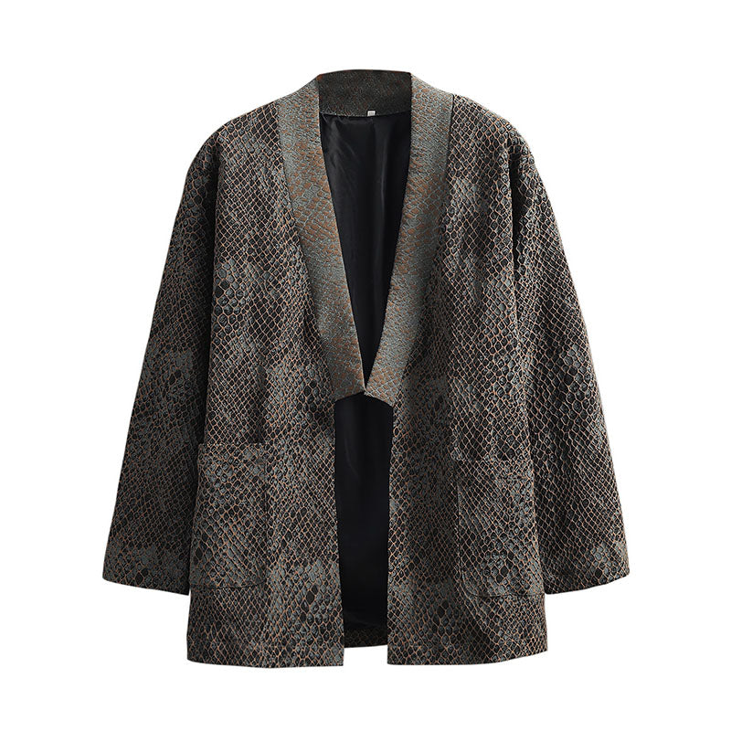 General Python Pattern Jacquard Cardigan Zen Taoist Robe