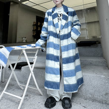 Load image into Gallery viewer, Striped Scarf Over-the-knee Wool Coat
