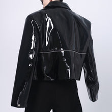 Load image into Gallery viewer, PU Glossy-leather Cropped Jacket
