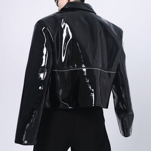 PU Glossy-leather Cropped Jacket