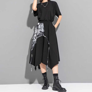 Spliced Irregular Print Skirt