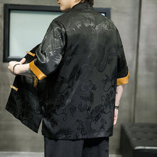 Load image into Gallery viewer, Dragon Pattern Embroidery Buttoned Three-quarter Sleeve Shirt
