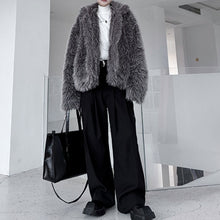 Load image into Gallery viewer, Stand Collar Buttoned Cotton Artificial Fur Short Coat
