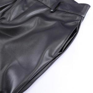 Dark Punk Pleated PU Leather Pants