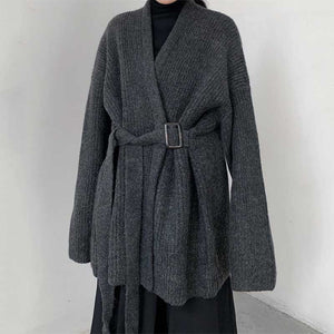 Winter Belted Knitted Wool Coat