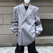 Load image into Gallery viewer, Liquid Metal Streamer Shoulder Pads Suit Jacket
