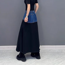 Load image into Gallery viewer, Loose Casual Denim Patchwork A-line Skirt
