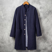 Load image into Gallery viewer, Mid-length Cotton Linen Retro Trench Coat
