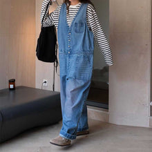 Load image into Gallery viewer, Denim Casual Long Loose Overalls
