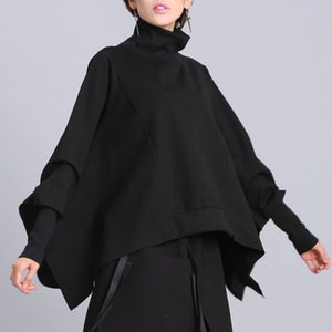 Bat-shirt High Collar Irregular Pullover Sweatshirt