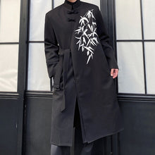 Load image into Gallery viewer, Embroidered Stand-collar Buttoned Mid-length Windbreaker Jacket
