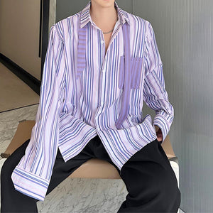 Ties Vertical Stripes Long Sleeves Shirts