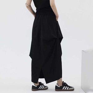 Irregular Pleated Puffy Straight Parachute Skirt