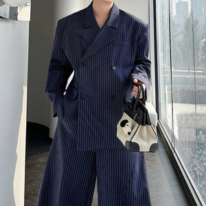 Striped Suit Jacket Loose Wide-leg Pants Suit Two-piece Suit