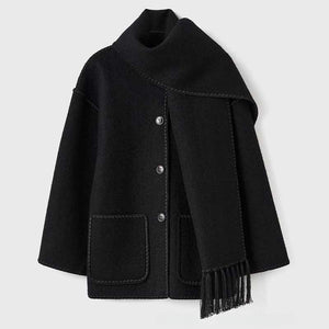 Loose Scarf Fringed Coat