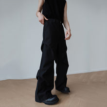 Load image into Gallery viewer, Pleated Paneled Silhouette Straight-leg Trousers
