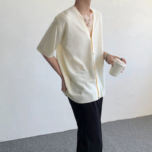 V-neck Short-sleeved Knitted Shirts