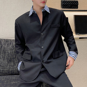 Spliced Fake Two Piece Loose Lapel Blazer