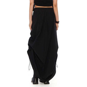 Black Drawstring Irregular Skirt