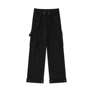 Waist Lapel Side Pockets Buttons Trousers