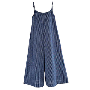 Vintage Blue Striped Jumpsuit Skirt