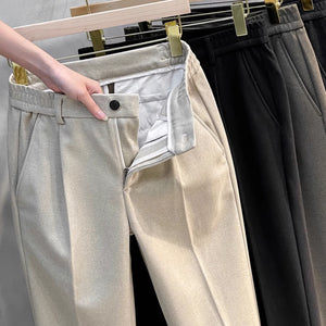 Straight Slim Woolen Casual Pants