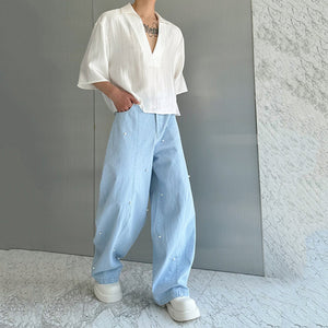 Vintage Pearl Wide Leg Straight Pants