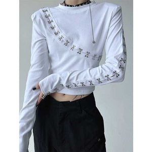 Metallic Embellished Long Sleeved T-shirt