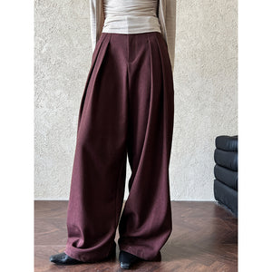 Drape Wide-leg Floor-length Suit Trousers