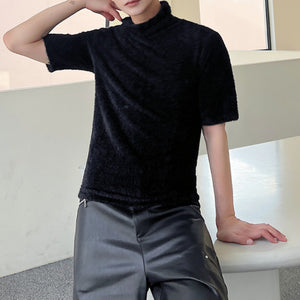 Pile Collar Slim-fit Short-sleeved Sweater