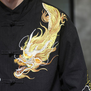 Retro Dragon Embroidered Long Sleeve Jacket