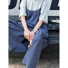 Load image into Gallery viewer, Vintage Blue Striped Jumpsuit Skirt
