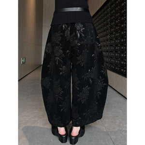 Retro Embroidered Thickened Loose Wide Leg Pants