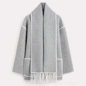 Loose Scarf Fringed Coat