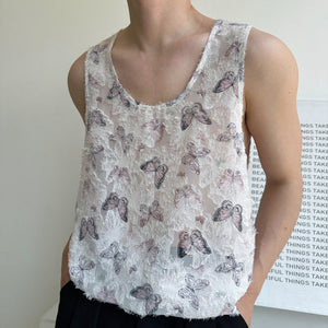 Butterfly Print Hollow Loose Vest