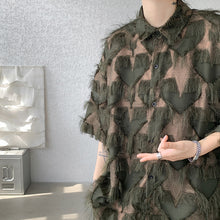 Load image into Gallery viewer, Tassel Hot Stamping Loose Quarter Sleeve Shirt
