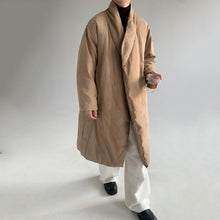 Load image into Gallery viewer, Japanese Retro Peach Skin Collarless Long Cotton Coat
