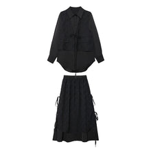 Load image into Gallery viewer, Black Irregular Shirt and Skirt Suit
