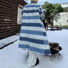 Load image into Gallery viewer, Striped Scarf Over-the-knee Wool Coat
