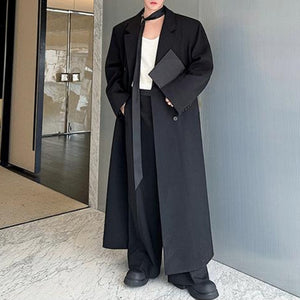 Double-breasted High-slit Webbing Trench Coat