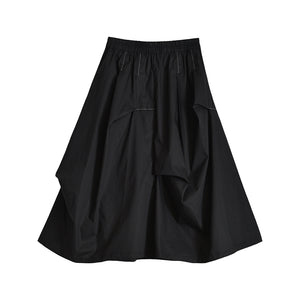 Irregular Black Casual Skirt