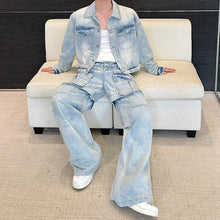 Load image into Gallery viewer, Detachable Denim Jacket With Three-Dimensional Pockets Two-piece Set
