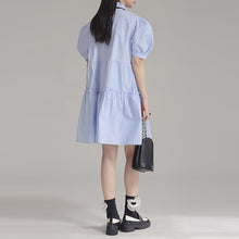 Load image into Gallery viewer, Tie Puff Sleeve Casual Shirt Dress
