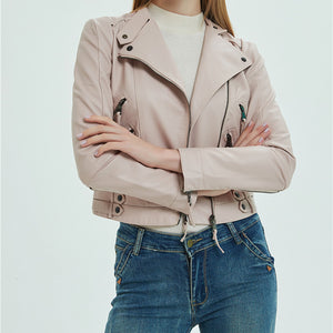 PU Leather Short Slim Jacket