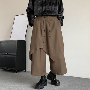 Loose Layered Fake Two-piece Culottes